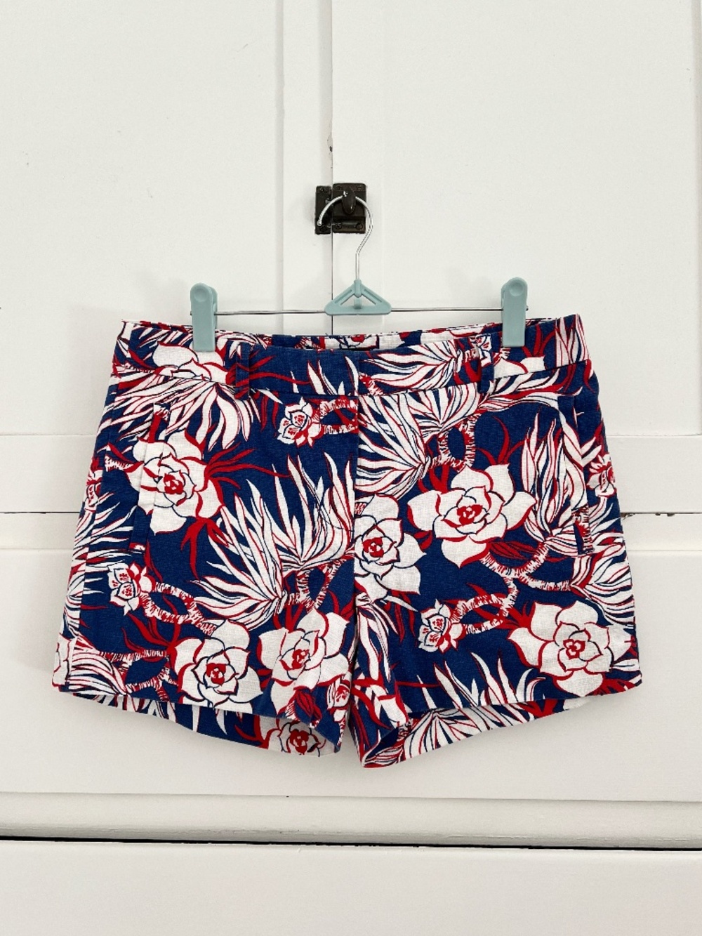 J.Crew Blue Tropical Floral Cotton Shorts Size 6